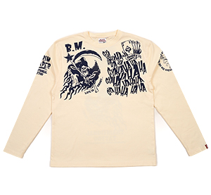 BLLT-1190 OFF-WHITE/BLACK | 和柄 |  BLOOD MESSAGE | Tシャツ