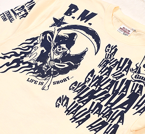 BLLT-1190 OFF-WHITE/BLACK | 和柄 |  BLOOD MESSAGE | Tシャツ