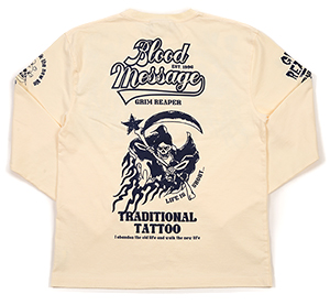 BLLT-1190 OFF-WHITE/BLACK | 和柄 |  BLOOD MESSAGE | Tシャツ