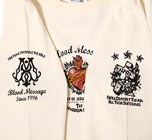 LLT-880 OFF-WHITE/BLACK | 和柄 |  BLOOD MESSAGE | Tシャツ